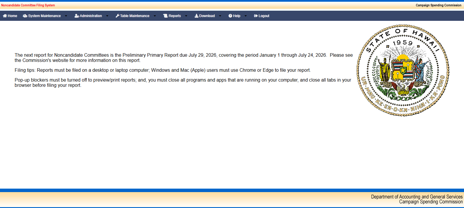 Noncandidate Committee Filing System
