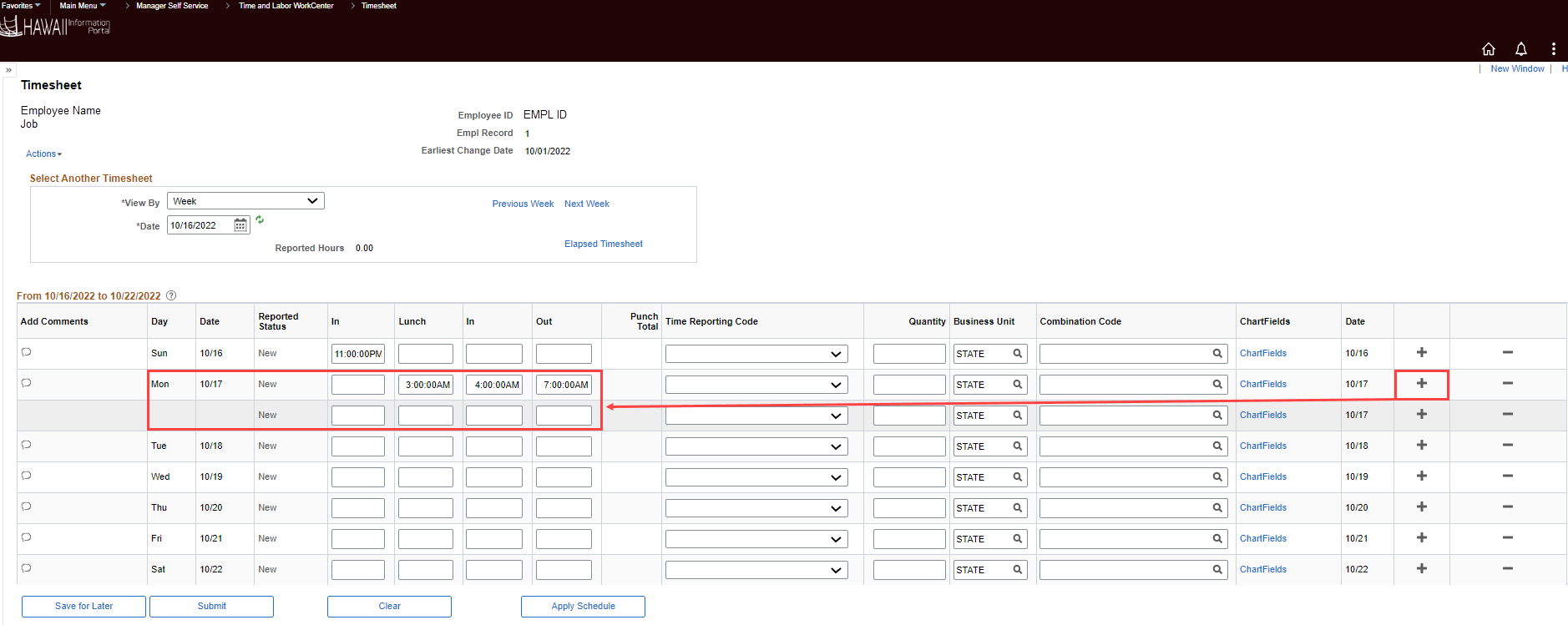 Hawaii Information Portal How To Enter Timesheet Entries For Shifts