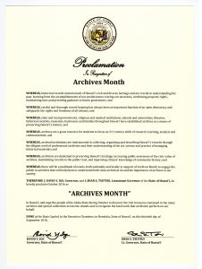 Proclamation: Archives Month