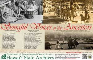 2021 Hawaiʻi State Archives Poster, Songful Voices of the Ancestors, English version