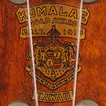 Close-up of headstock of Kumalae Soprano, Style 4, circa 1918 ʻUkulele