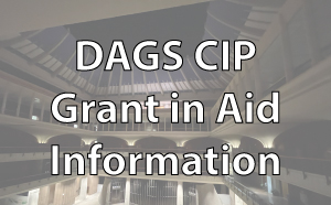 dags cip grant in aid information over image of state capitol