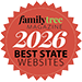 Family Tree Magazineʻs 75 Best State Genealogy Website of 2026 badge